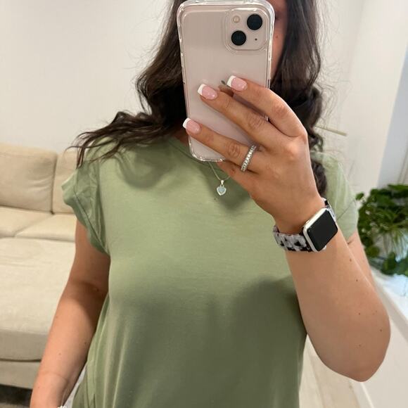 Zara Green Distressed Short Sleeve Tee Size Large - Picture 4 of 5